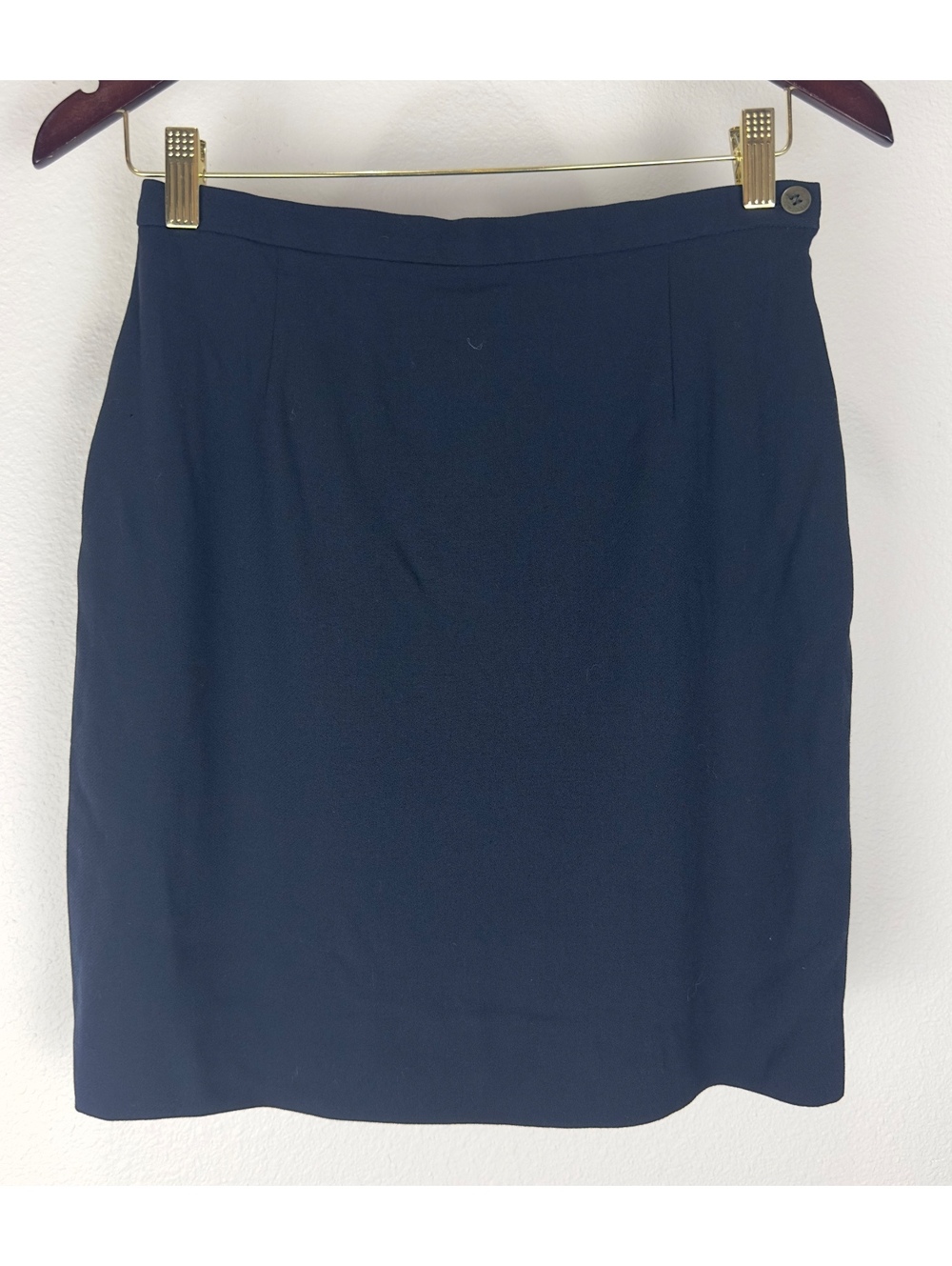 Vintage Giorgio Armani Navy Blue Pencil Skirt Side Zip Designer 27 Waist
